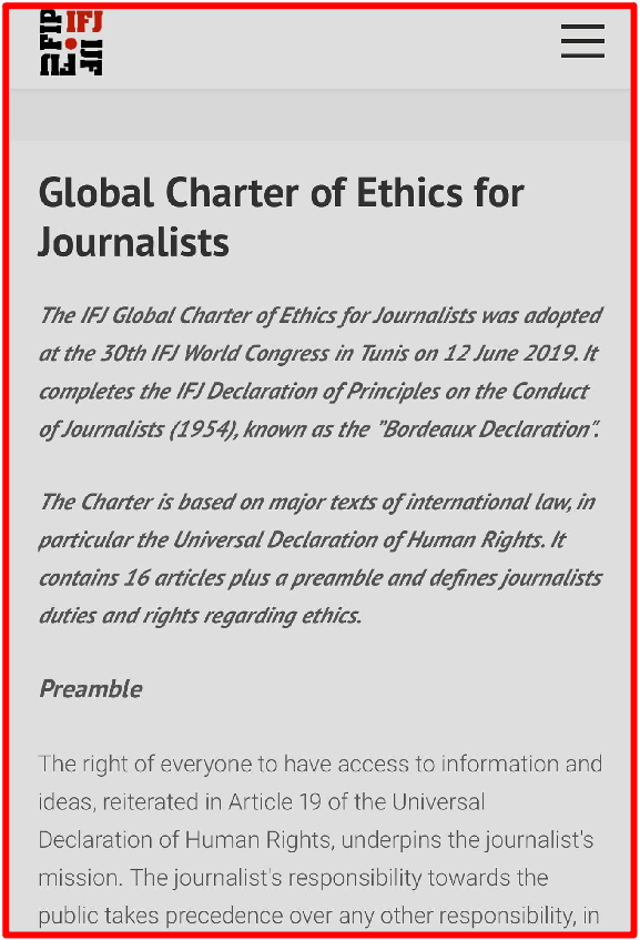 Our intention is not to classify athletes by race but to stress why our editorial always intends to give a balance to the Status Quo established by the mainstream media. When studying the craft of reporting, Journalists shall aways remember that-- In order to scrupulously respect the Codes for Excellence Journalism, of The International Federation of Journalists Code of Conduct, the article 8 on its second paragraph regards malicious misrepresentation as Gross misconduct. "This international Declaration is proclaimed as a standard of professional conduct for journalists engaged in gathering, transmitting, disseminating and commenting on news and information in describing events. The article reads: 8. The journalist shall regard as grave professional offences the following: * plagiarism; * malicious misrepresentation; * calumny, slander, libel, unfounded accusations; * acceptance of a bribe in any form in consideration of either publication or suppression. The Bridge MAG. Image 